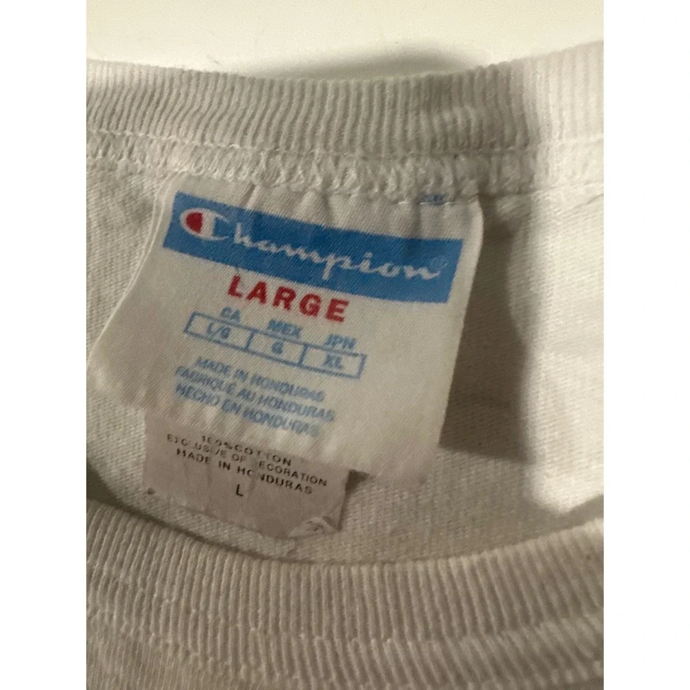 Champion Vintage T-Shirt Big Logo Graphic Tee Crew Neck Short Sleeve White Large - Picture 3 of 14